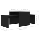 Coffee Table Set Black 100x48x40 cm Engineered Wood - Close-Up Angle