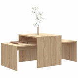 Coffee Table Set Sonoma Oak 100x48x40 cm Engineered Wood - Side View