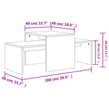 Coffee Table Set Concrete Grey 100x48x40 cm Engineered Wood
