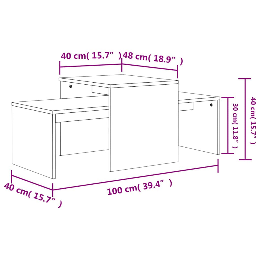 Coffee Table Set Concrete Grey 100x48x40 cm Engineered Wood