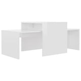 Coffee Table Set High Gloss White 100x48x40 cm Engineered Wood - Front View