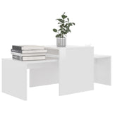 Coffee Table Set High Gloss White 100x48x40 cm Engineered Wood - Side View