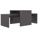 Coffee Table Set High Gloss Grey 100x48x40 cm Engineered Wood