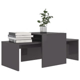 Coffee Table Set High Gloss Grey 100x48x40 cm Engineered Wood - Side View