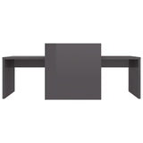Coffee Table Set High Gloss Grey 100x48x40 cm Engineered Wood - Top-Down View