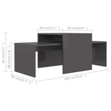 Coffee Table Set High Gloss Grey 100x48x40 cm Engineered Wood - Close-Up Angle