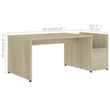 Coffee Table Sonoma Oak 90x45x35 cm Engineered Wood - Rear View