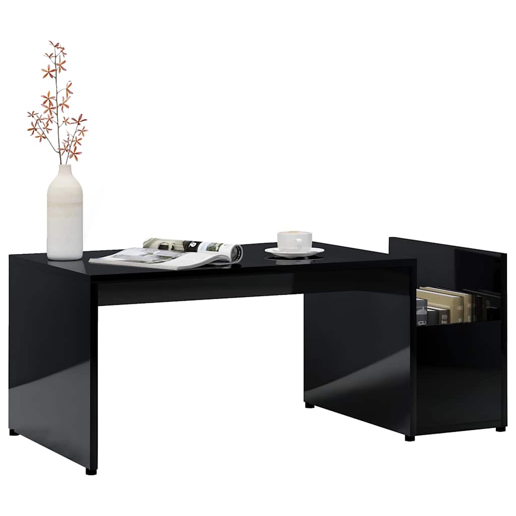 Coffee Table High Gloss Black 90x45x35 cm Engineered Wood