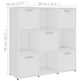Book Cabinet White 90x30x90 cm Engineered Wood