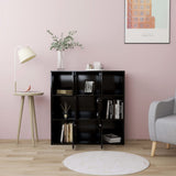 Book Cabinet Black 90x30x90 cm Engineered Wood - Side View