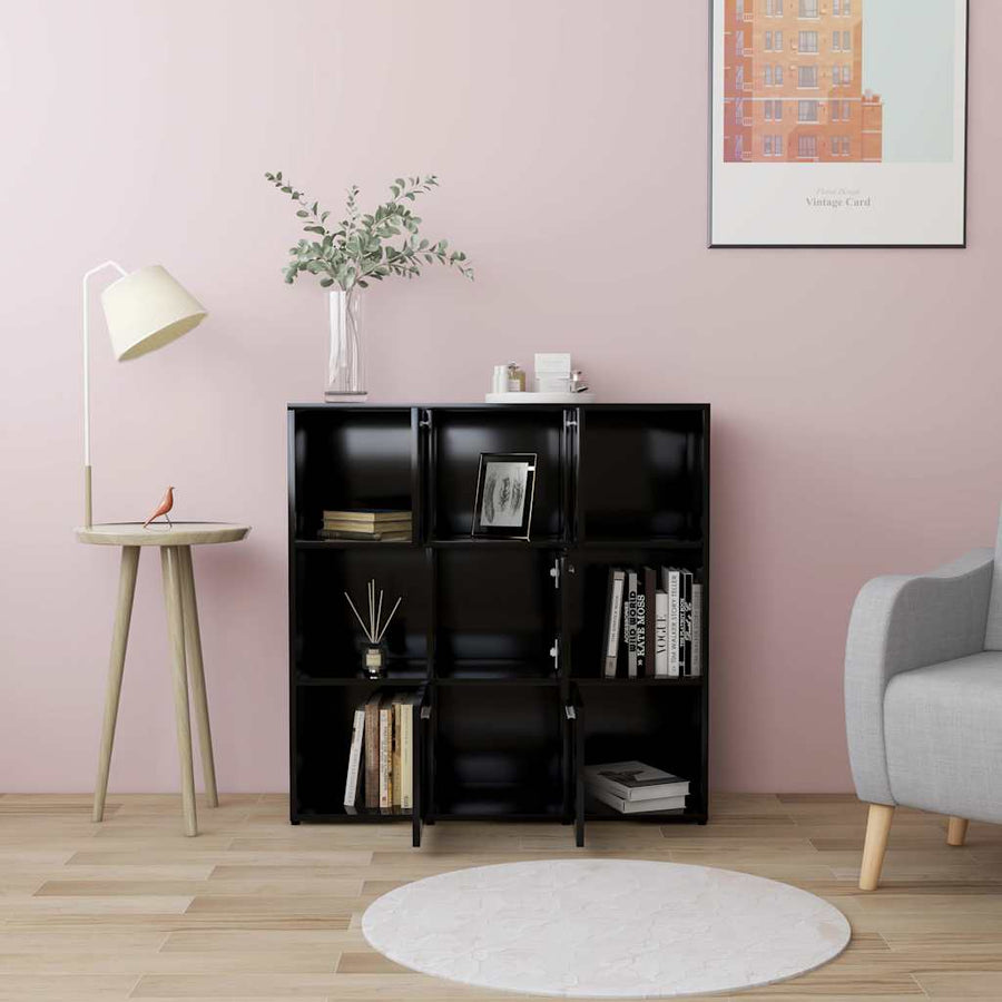 Book Cabinet Black 90x30x90 cm Engineered Wood