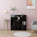 Book Cabinet Black 90x30x90 cm Engineered Wood