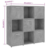 Book Cabinet Concrete Grey 90x30x90 cm Engineered Wood - Low Angle