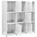 Book Cabinet High Gloss White 90x30x90 cm Engineered Wood - 45-Degree Angle