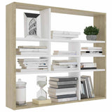 Wall Shelf White and Sonoma Oak 90x16x78 cm Engineered Wood