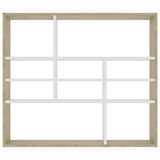 Wall Shelf White and Sonoma Oak 90x16x78 cm Engineered Wood