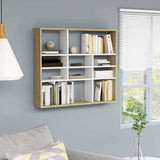 Wall Shelf White and Sonoma Oak 90x16x78 cm Engineered Wood