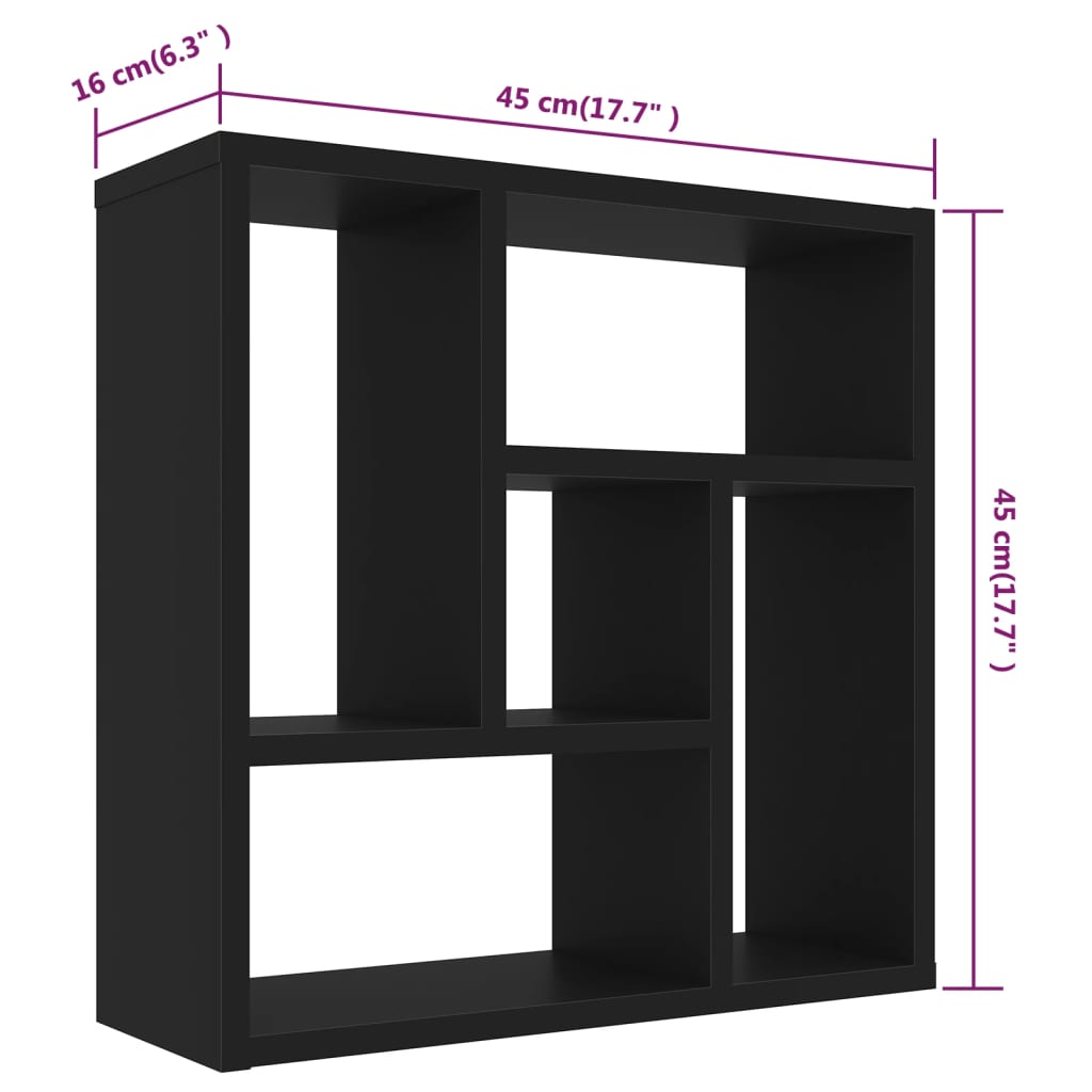 Wall Shelf Black 45x16x45 cm Engineered Wood