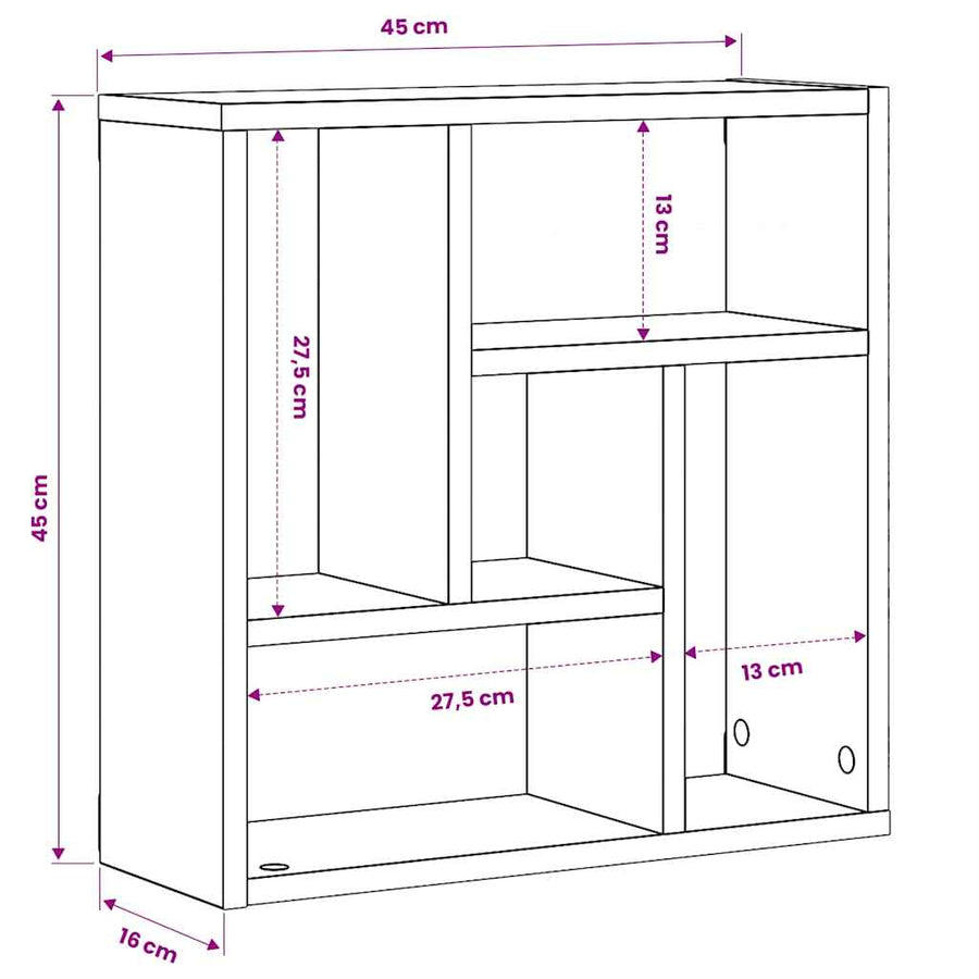 Wall Shelf Black 45x16x45 cm Engineered Wood