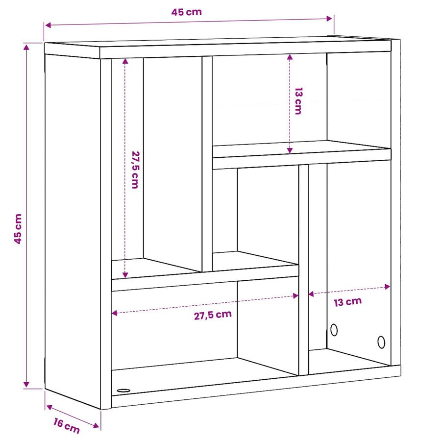 Wall Shelf Black 45x16x45 cm Engineered Wood