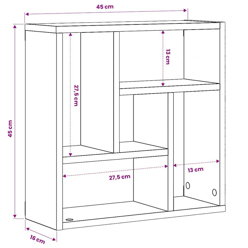 Wall Shelf Grey 45x16x45 cm Engineered Wood