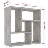 Wall Shelf Concrete Grey 45.1x16x45.1 cm Engineered Wood - Rear View