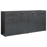 Sideboard High Gloss Grey 160x36x75 cm Engineered Wood