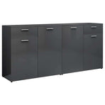 Sideboard High Gloss Grey 160x36x75 cm Engineered Wood