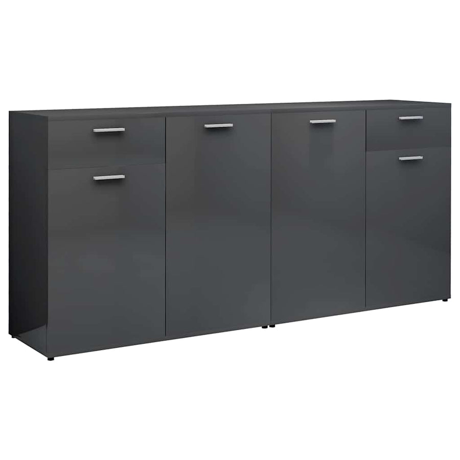Sideboard High Gloss Grey 160x36x75 cm Engineered Wood
