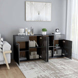 Sideboard High Gloss Grey 160x36x75 cm Engineered Wood