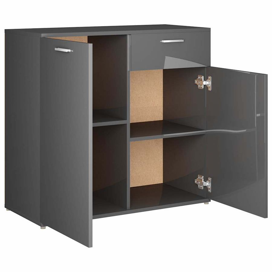 Sideboard High Gloss Grey 160x36x75 cm Engineered Wood