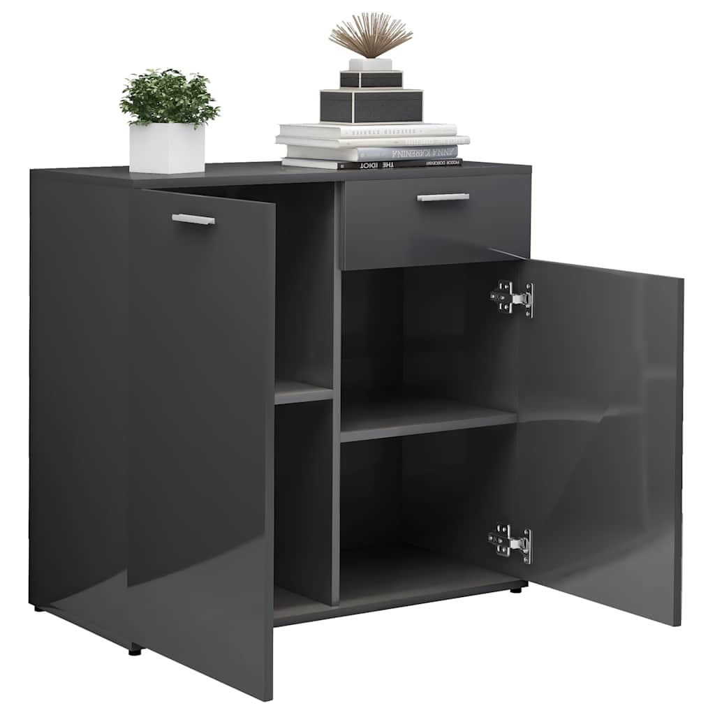 Sideboard High Gloss Grey 160x36x75 cm Engineered Wood