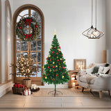 Artificial Pre-lit Christmas Tree with Baubles Green 180 cm - Front View