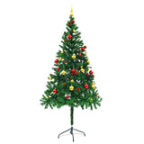 Artificial Pre-lit Christmas Tree with Baubles Green 180 cm - Side View