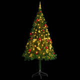 Artificial Pre-lit Christmas Tree with Baubles Green 180 cm - 45-Degree Angle