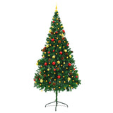 Artificial Pre-lit Christmas Tree with Baubles Green 210 cm - Side View