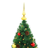 Artificial Pre-lit Christmas Tree with Baubles Green 210 cm - 45-Degree Angle