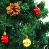 Artificial Pre-lit Christmas Tree with Baubles Green 210 cm - Close-Up Angle