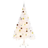 Artificial Pre-lit Christmas Tree with Baubles White 150 cm - Front View
