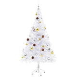 Artificial Pre-lit Christmas Tree with Baubles White 150 cm - Side View