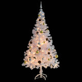 Artificial Pre-lit Christmas Tree with Baubles White 150 cm - Top-Down View