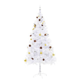 Artificial Pre-lit Christmas Tree with Baubles White 180 cm - Side View