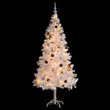 Artificial Pre-lit Christmas Tree with Baubles White 180 cm - Top-Down View