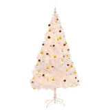 Artificial Pre-lit Christmas Tree with Baubles White 210 cm - Front View