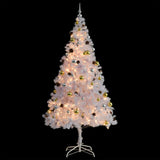 Artificial Pre-lit Christmas Tree with Baubles White 210 cm - Top-Down View