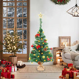 Artificial Pre-lit Christmas Tree with Baubles Green 64 cm - Front View