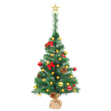 Artificial Pre-lit Christmas Tree with Baubles Green 64 cm - Side View