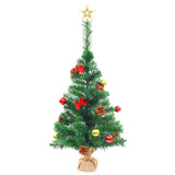 Artificial Pre-lit Christmas Tree with Baubles Green 64 cm - Top-Down View