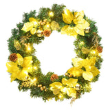 Christmas Wreath with LED Lights Green 60 cm PVC - Front View