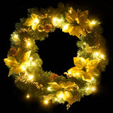 Christmas Wreath with LED Lights Green 60 cm PVC - Top-Down View